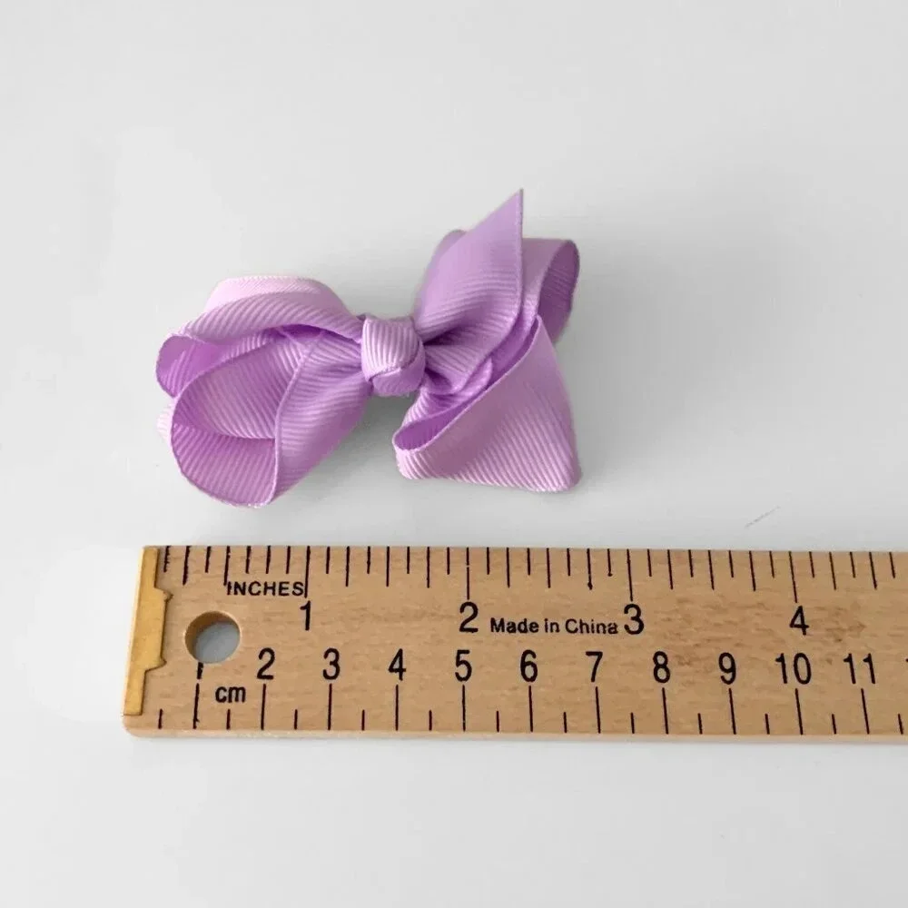 Set of 2 Pretty Girls Hair Bows Grosgrain Ribbon Clips Hair Accessories Purple